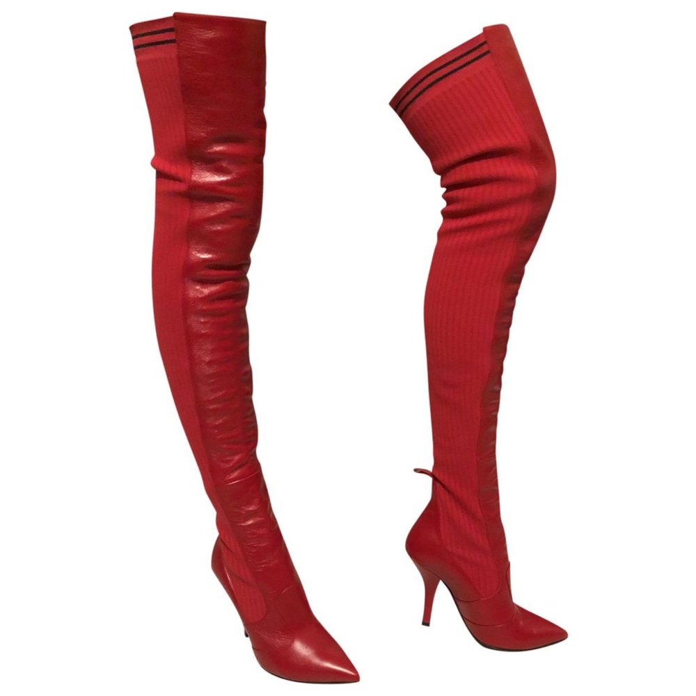 MUST HAVE !! Fendi Red Thigh-high Over Knee Boots/Booties, size 27 (7 US)
